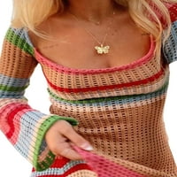 Ženske pletene haljine tregerana dame dugih rukava izdubljena Crochet Midi haljina Bodycon Cover up