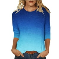 Ženske pad trendy mahune gradijent sjajno ispis pulover Graciovene teže okrugle vratne bluze s rukavima