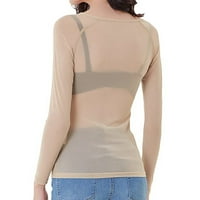 Yyeselk ženske dugih rukava slim fit majice čiste mreže gornje bluze pune boje vrhova majica majica