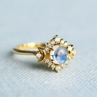 Zlatni mjesec kamen angažman prsten mjesec u mom životu moje sunce i zvijezde nebeski vjenčani prstenovi modne dame Dijamantni nakit za prezime za prstenove godišnjice