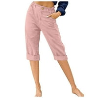 Zodggu Ženske hlače za ženske hlače visoke struke ravne hlače Ljetne trendy casual pants udobne djevojke