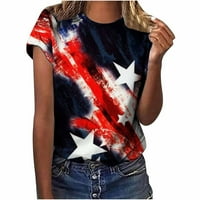 Amidoa Womens Slatke patriotske majice kratki rukav vrhovi bluza smiješna okrugla vrata uzročno majica