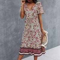 Ležerna haljina za žene Ljeto labavo Ispis cvjetne stile Temperamentalne plaže Modne rombične haljine