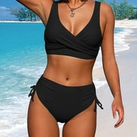 Žene kupaćih kostimi Žena New Split Twist Wrap čipka Up udubljeni Bikini Puno visok struk Brzi prodaja