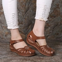Ženske sandale Velike veličine kopča na prstiju prozračne šuplje retro okrugle kaišne cipele