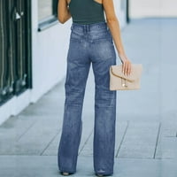 FVWitlyh pantalone za žene Jean pantalone za žene u obliku boja u boji Slim traper visokog gumba Elastične