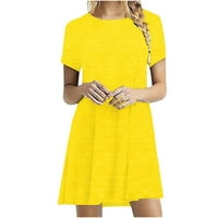 Hinvhai Plus Veličina Vrhunska klirensa, Ženska kratka rukava Solidna ženska labava mini haljina žuta