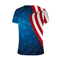 4. jula Američka zastava za žene za žene Pejock ženska majica kratkih rukava s V-izrezom Dan neovisnosti
