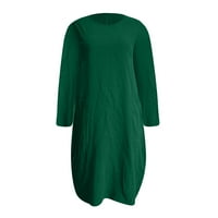 Ženske oblače srednje ručice Moda A-line ispisane okrugle dekoltene ljetna haljina zelena xl