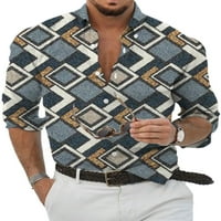 Bomotoo Muške 3D digitalni tisak T majica rever na rukavu za kolut na vrhu jesen havajska bluza ovratniku
