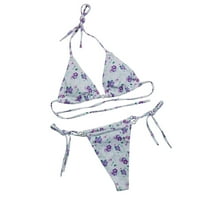 Zermoge Womens kupaći kostimi kupaći kostim, ženski seksi visoki kontrast dojke Print Split bikini set