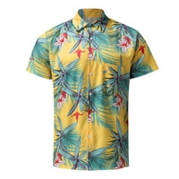 CLlios muške modne otiske havajske majice Ljeto rever gumb dolje majice Redovni fit kratki rukav bluza na plaži