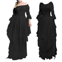 Ljetne haljine Visoka niska puff rukava s ramena ruffle za modne casual haljine za žene crne s
