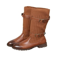 Sanviglor Womens Winter Cipele vunene pređe Boot How Heel Mid Calf čizme Pješačenje Neklizajuće modna