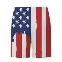 Growesty Men Hlače zazor, muškarci Dan neovisnosti Striped zastava Shorts Print Hots Elastične pantalone