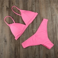 Žene Dva bikinija postavljena čvrsta podstavljena push up kupaći kostim kupaći kostim ružičaste s