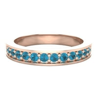 Poluprilovina polu-vječnosti plavi dijamantski vjenčani prsten za vjenčanje, udobnost FIT 14K Rose Gold