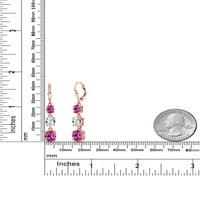 Gem Stone King 6. CT Pink Created Sapphire White Created Sapphire 18K Rose pozlaćene srebrne na minđuše sa 3 kamena