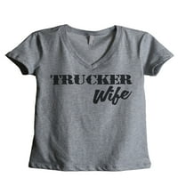 Trucker supruga Ženska moda opuštena V-izrez majica Tee Heather Siva mala