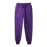 Wofedyo teretni hlače Žene dame Solid Boja nacrtavanje elastičnog struka Ležerne prilike za labave noge Purple XL