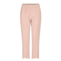 Pantalone za žene pantalone pamuk solidne boje dnevne žene ljetne hlače za žene ružičasto xxl