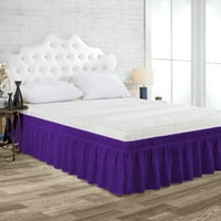 Omotajte po krevetu suknja Purple Twin XL Veličina krojana pad, mekani dvostruki četkidski premium Kvalitetni