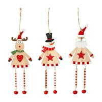 Etereauty božićno drvsko viseće oznake Santa Reindeer Poklon ukras figurine Clout Elk Snowman Xmas OrnaMents