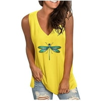 TUPHREGOOW ženska bluza Y2K odjeća V Rezervoar za izrez za žene Dragonfly Ispiši kamisule bez rukava