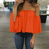 Ženska modna čvrsta boja Jedno-ramena Chiffona Ležerna majica, kupite jednu ili dvije veličine