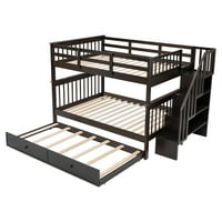 Gardenry stubište sa punim krevetom sa punim krevetom sa dvostrukim veličinom, spremište i zaštitna šina za spavaću sobu, spavaću sobu - espresso