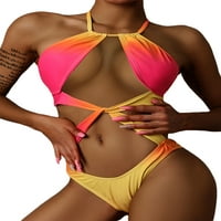 Modni novi ljetni kupaći kostim za žene žensko vezivanje podstavljenog gradijentskih gradijentskih Cros