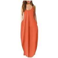 Ljetne haljine za žene Dužina bez rukava moda bez rukava A-Line Solid okrugla Okrugla Dress Dress Orange