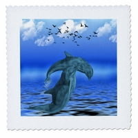 Fantasy Art of Delphin sa pogledom na more Kvadrat morskog prekrivača QS-266228-4