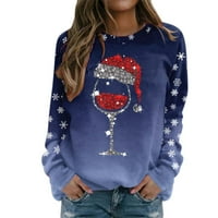HGW božićna odjeća modni pulover džemper za žene za žene sretan božićni print o vrat duks okruglog vrata