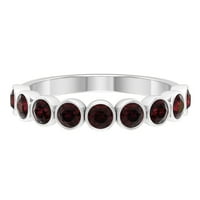 Round Oblik Garnet Polu vječni prsten za žene, srebrna srebra, SAD 5,00