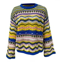 Vivianyo HD džemperi za žene Clearence Plus Veličina moda Ženski tiskani dugi O-izrez na rukavu Stil labavi džemperi Dame bljeskalice
