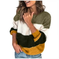 Ženski pulover pulover casual dugih rukava Crewneck Color blok pulover pleteni džemper za žene