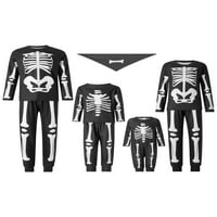 Porodična podudaranje Halloween pidžamas set za odrasle Kids lobanje skelet od tiska dugih rukava +