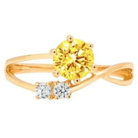 0,96ct okrugli rez žuta simulirana dijamant 14k žuta zlatna godišnjica angažman kamena prstena veličine
