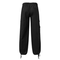 Muške modne sportske casual pantalone elastični struk podesivi više džepova ravne noge labave hlače