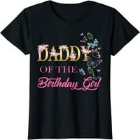 Tata jedan prvi rođendan koji odgovara porodično leptir cvjetnoj majica za zabave Crni tee