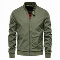 Kali_store jakne za muškarce muške jakne casual lagani vitak fit varsity jaknu kaput zelena, 4xl