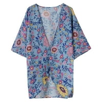 Ženski kardigani modni cvjetni print Šifon kratki rukav labav trošak za plažu pokriti bluzu Top džemperi