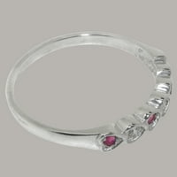 Britanci izrađeni sterling čvrsti srebrni prsten sa prirodnim dijamantskim i rubinskim ženskim prstenom