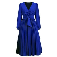 Wyongtao ženske ljetne haljine Ciganski dressy boho čipkani tunik tunika nabora s dugim rukavima V-izrez