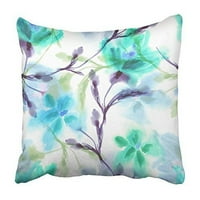 Plavi teal cvijeće cvijeće ručne šarene pošiljke cvjetne boje vode apstraktni jastučni jastuk za jastuk
