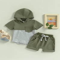 Century Toddler Baby Boy Summer Outfits Color Hoddie Majica s kapuljačom s kratkim rukavima Elastične