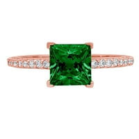 1. CT briljantna princeza Clear Simulirani dijamant 18k Rose Gold Solitaire sa Accentima prsten sz 6.75