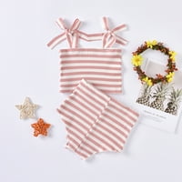 Simplmasygeni Baby Postavlja Clearence Ljeto odijelo Moderan djevojački prugasti vješalice + kratke
