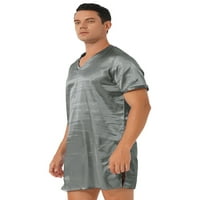 Muška noćna majica V izrez kratki rukav košulja za spavanje Comfy Wearwear Loungewear Grey XXL